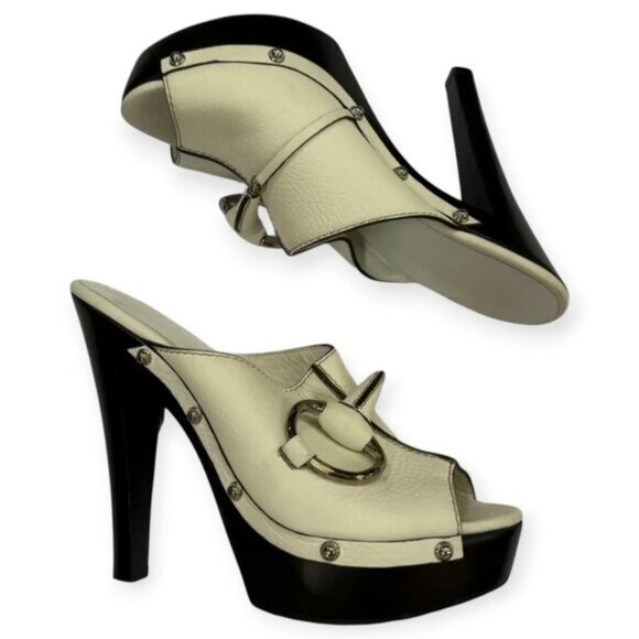 Gucci Hasler Horsebit White Leather Platform Mules - Picture 2 of 6